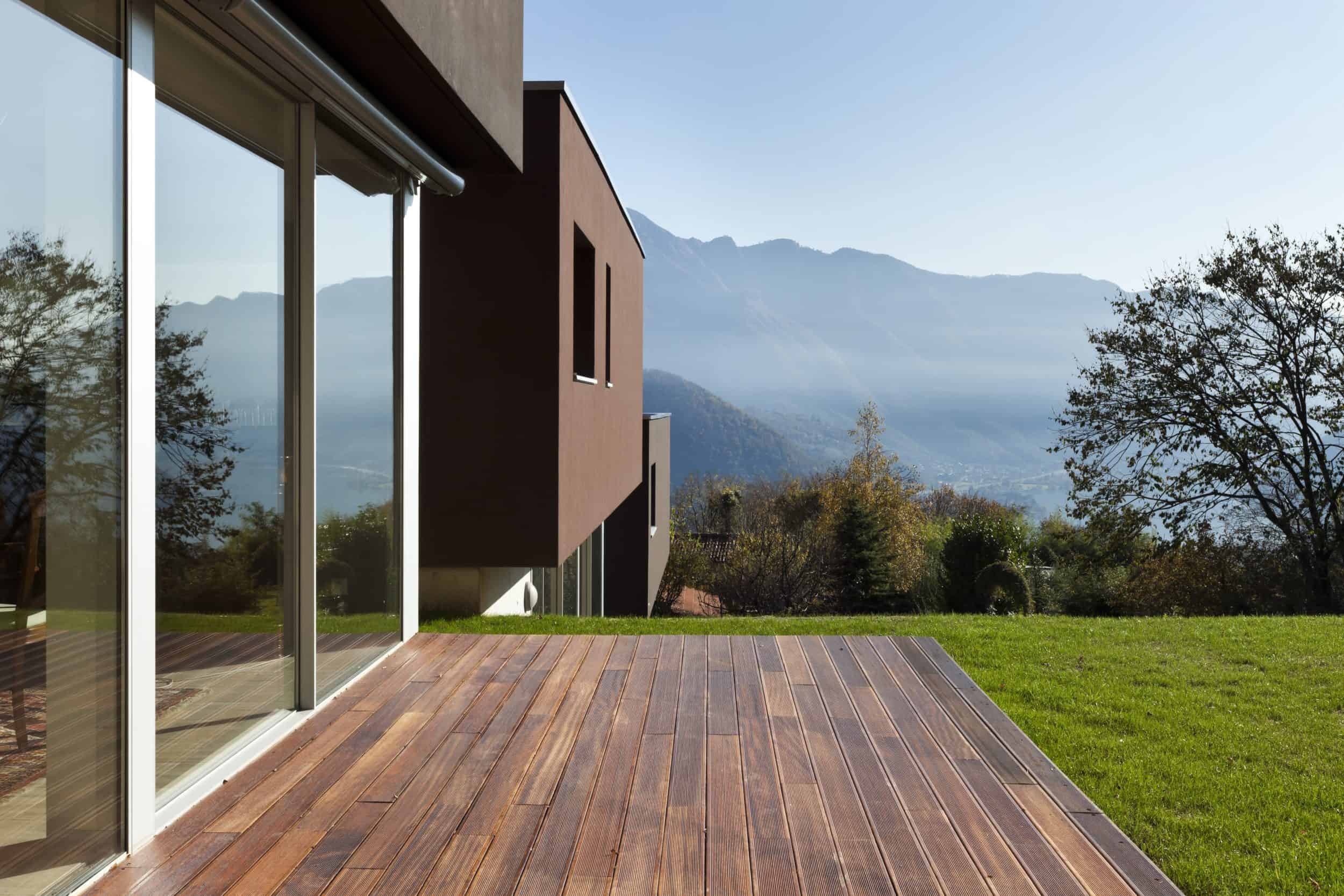 Beautiful modern home exterior with landscaped garden