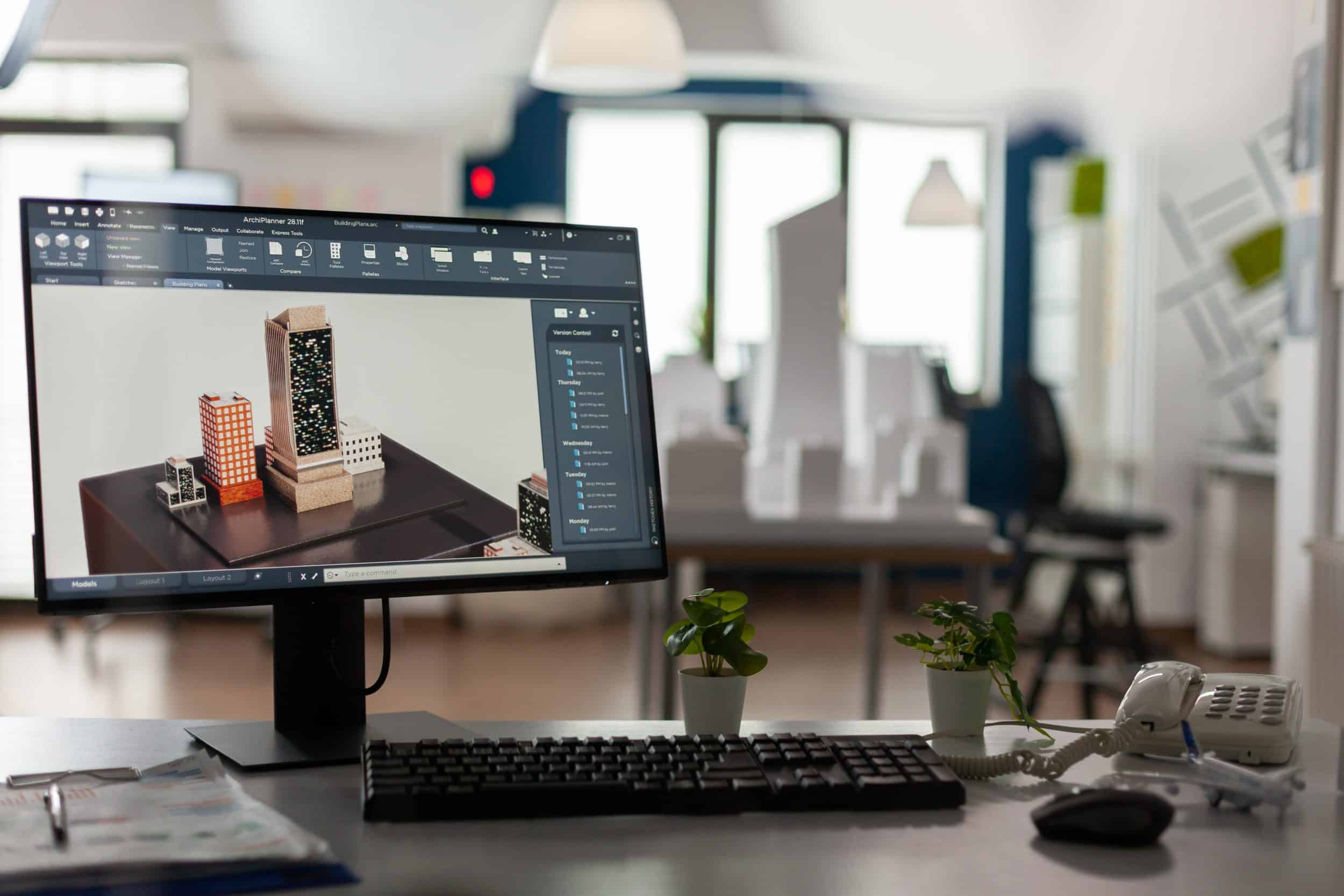 3D architectural design software displaying residential building plans